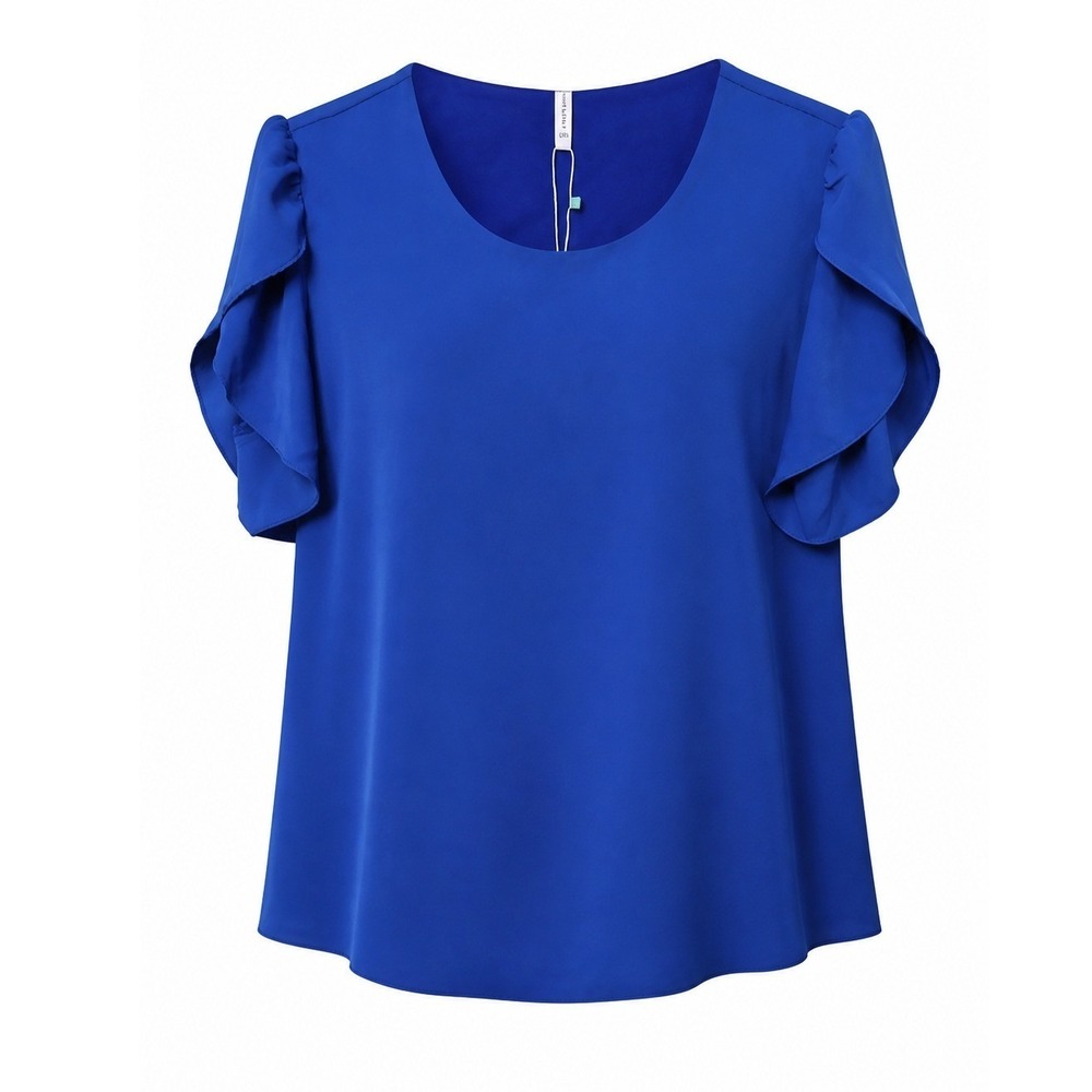 TAOHUADAO Royal Blue Tulip Sleeve Scoop Neck Blouse Plus Size 2XL NWT NEW